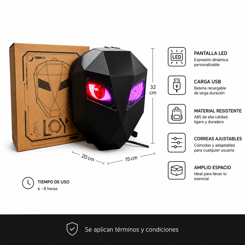 MOCHILA BIKER CON OJOS LED