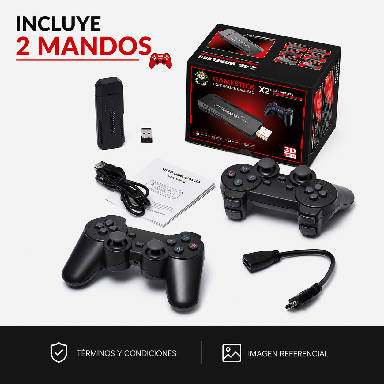 Consola de juegos X2 mando inalámbrico recargable
