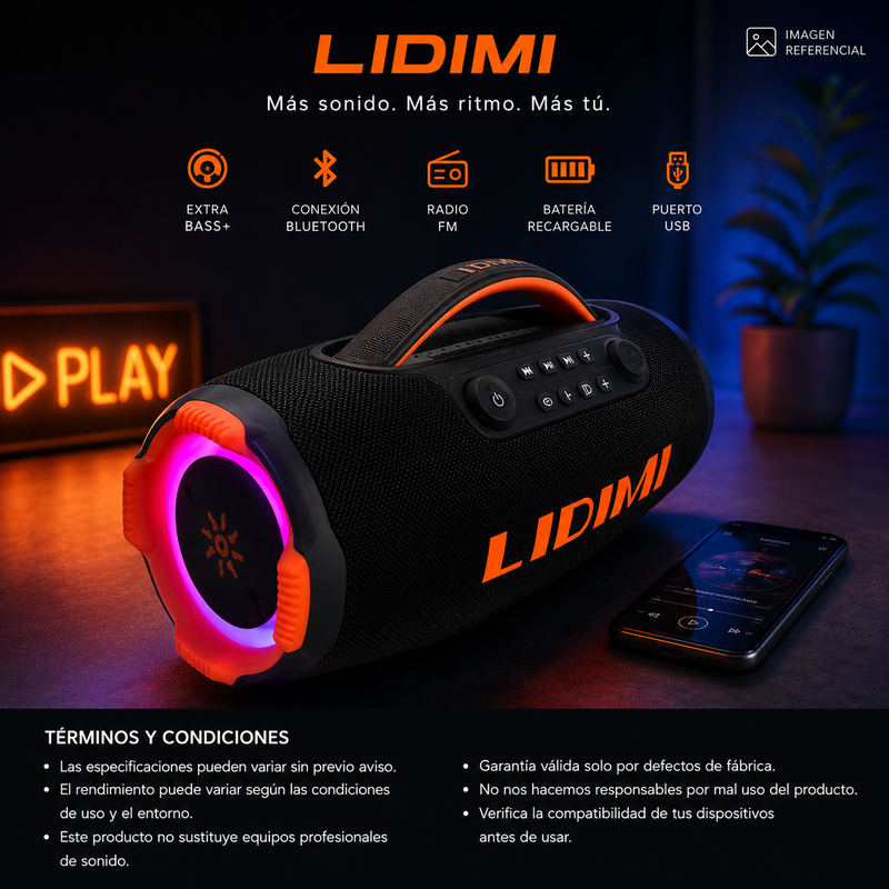 Parlante Portátil Lidimi Ld-s677 Extra Bass 100w Bluetooth